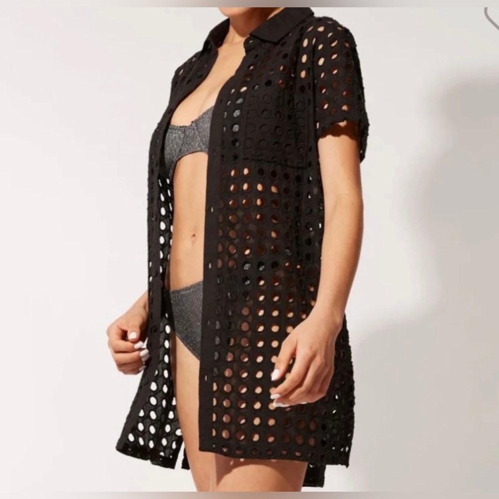 NWT size Large Solid & Striped Eyelet Cabana Dress